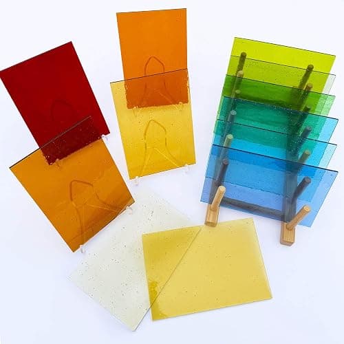 LITMIND 24 Sheets Transparent Stained Glass Variety Pack – Soft Rainbow Mix 6 x 4 Inch Smooth Art Glass for Suncatchers, Mosaics & DIY Crafts thumbnail 5