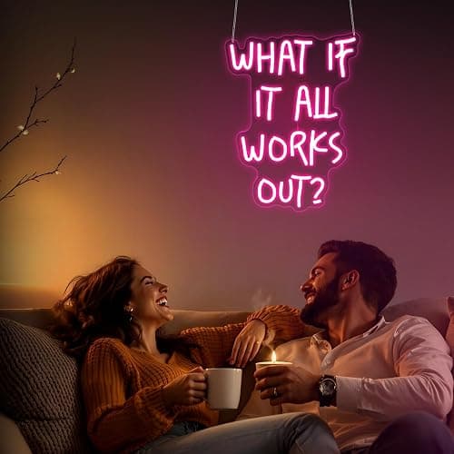 Gdbkabf What If It All Works Out Neon Sign, Neon Signs for Wall Decor Neon Pink LED Signs Room Neon Light Up Signs Home Decor for Bedroom Club Party Bar Shop USB Operated thumbnail 3
