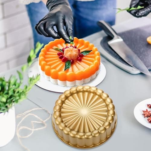 Goaste 9.5 Inch Charlotte Cake Pan, Reusable Fluted Mold, Nonstick Aluminium With Flower Shape for Cheese, Chocolate, Strawberry Shortcake, Brownie Tart Pie thumbnail 7