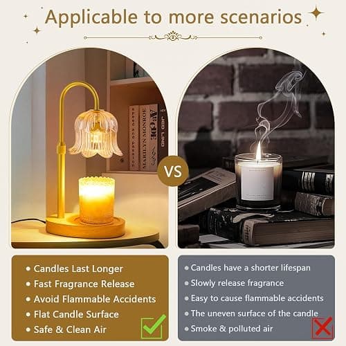 CRMILL Candle Warmer Lamp Electric Timer - Candles Warming Light Height Adjustable Dimmable Warmers Flower Lamps No Flame Heat Warm Melt Wax Jar Modern Home Decor Table Lights for Home Living Bedroom thumbnail 6