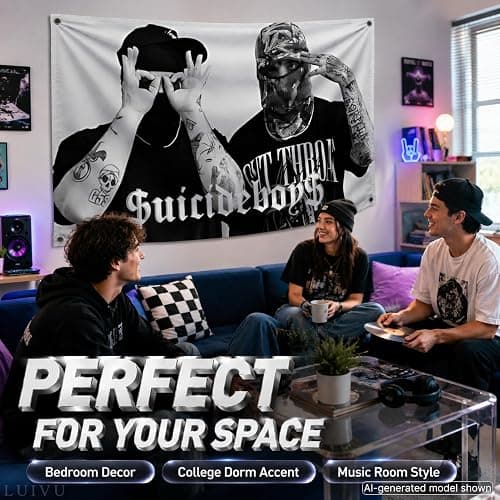 3x5 Feet Polyester Suicide Music Boys Single Sided Flag with 4 Brass Grommets - America Pop Singer Banner - Wall Tapestry Poster Signs Decor for Bedroom or College - American Music 2024 Flags thumbnail 6