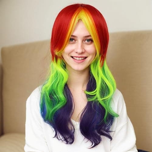 Aqltidiz Rainbow Synthetic Long Straight Colorful Cosplay Wig - Gorgeous Outfit for Anime Costume Party thumbnail 5