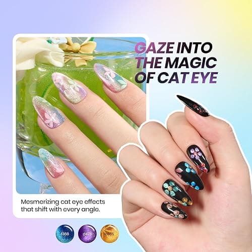 Beetles Winter Gel Polish Set Cat Eye Gel Nail Polish 48 Colors Red Green Brown Blue Nude Pink Jelly Glitter Shell Shread Salon DIY at Home UV LED Needed Gifts for Women Vivid Moments thumbnail 3