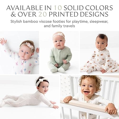 Bamboo Little Soft Baby Footie Pajamas, Baby Clothes, Newborn Sleepers, 95% Viscose and 5% Spandex, 0-24 Months - Cashmere Blue - 12-18 Months thumbnail 5