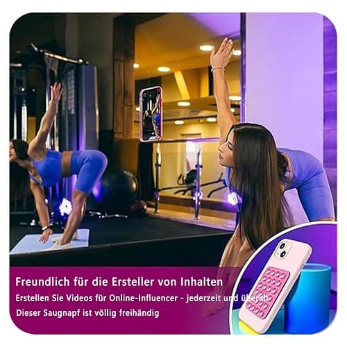 4 Stück Handy Saugnapf，Silikon Saugnapf Handy，Handy Kleber Rückseite，für Mobile Stromversorgung Handys Selfies und Videos (Schwarz Weiß Rosa) thumbnail 11