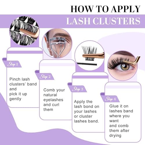 Lash Clusters 208 PCS Cluster Lashes Individual Lashes B05+B06 Eyelash Extensions 10-18mm DIY Lash Extensions D Curl Volume Wispy Soft Comfortable Band False Lashes (D-10-18MIX) thumbnail 5