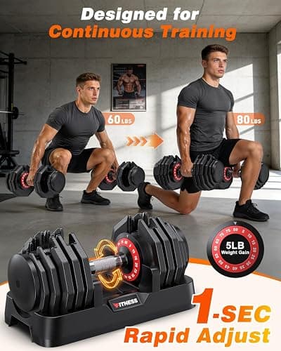 Rendpas Adjustable Dumbbell 55/80LB with Weight Bench, Home Gym Set thumbnail 4