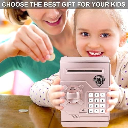 TOPBRY Piggy Bank for kids,Electronic Password Piggy Bank Kids Safe Bank Mini ATM Piggy Bank Toy for 3-14 Year Old Boys and Girls (Rose Gold) thumbnail 2
