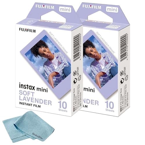 Fujifilm Mini Instant Film - Soft Lavender Instant Film + Sheets Bundle + BluebirdSales Microfiber Cleaning Cloth Instant Mini Camera Perfect for Instant Photography (2 Pack) - Image 1
