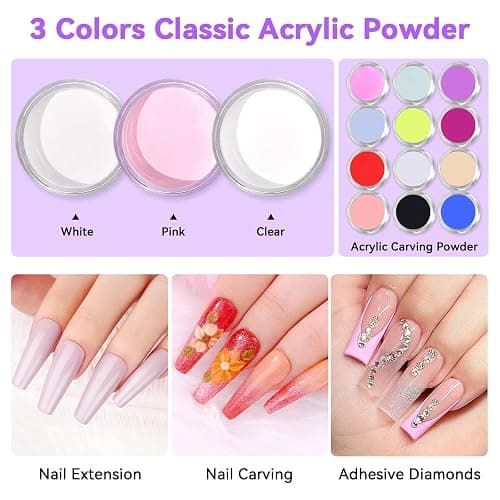 Saviland Acrylic Nail Kit with Drill – Nail Kit Acrylic Set for Nails Extension with Brush Gel Polish Builder Nail Gel Portable U V Light for Home DIY thumbnail 3