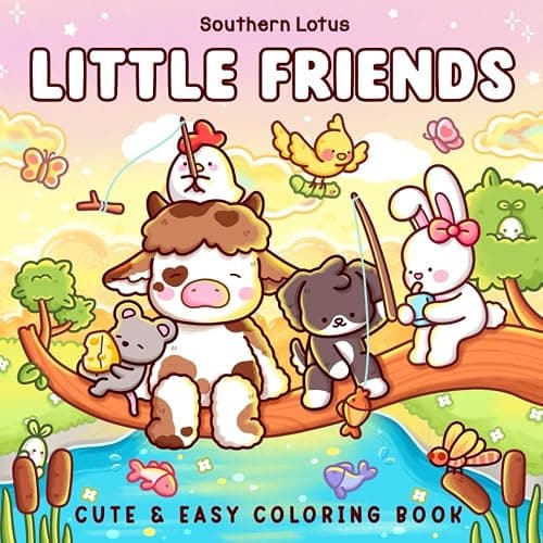 Little Friends: Coloring Book for Adults and Teens Featuring Fuzzy Animal Characters and Cute Besties in Cozy Moments and Daily Adventures for Relaxation (Cute & Easy Coloring) - Image 1