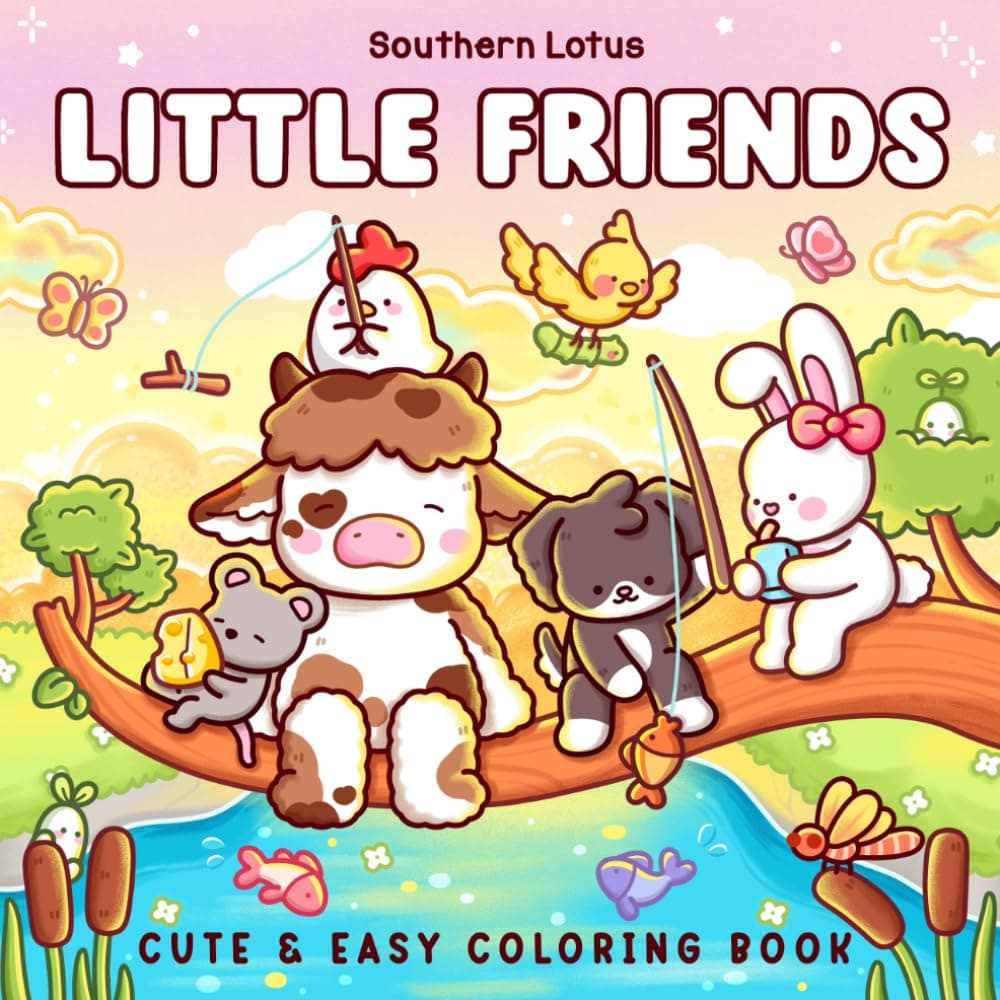 Little Friends: Coloring Book for Adults and Teens Featuring Fuzzy Animal Characters and Cute Besties in Cozy Moments and Daily Adventures for Relaxation - Image 1