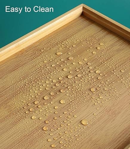 RT&BS Bamboo Tray Rectangle, Bamboo Serving Tray for Food, Drinks, Decor, Vanity in Kitchen, Bathroom, Coffee Table, Bed thumbnail 7