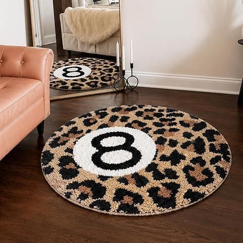 exylosluxek Leoparden Teppich 8 Ball, 8 Ball Rug, Runder Bedruckter Kleiner Teppich für Gaming Zimmer Deko thumbnail 7