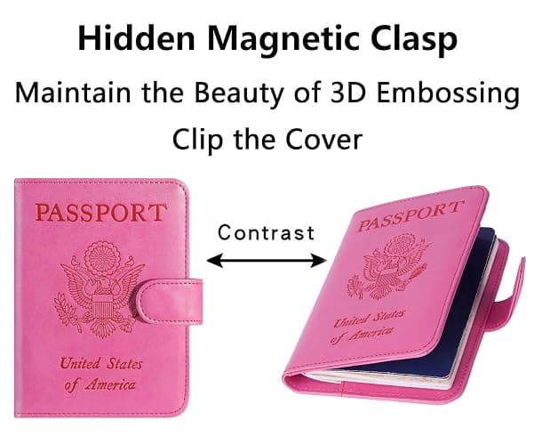 Airtag Passport Holder Cover Wallet RFID Blocking Leather Case Travel Essentials Luggage Accessories Travel Must Have(118#Pink) thumbnail 8