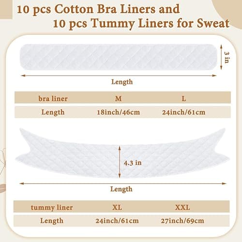 Wesnoy Cotton Tummy Liners and Bra Liners Set for Sweat Rash Skin Folds Plus Size Women Sweating Supplies thumbnail 2
