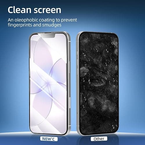 NEW'C for iPhone 17e Screen Protector Tempered Glass Scratch Resistant | 3 Pack, HD Clear, 6.1 Inches, 9H Hardness, Scratch Resistant, Bubble Free, Oleophobic, Touch Sensitive thumbnail 8