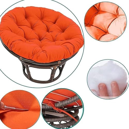 Large Round Papasan Chair Cushion, Thick Outdoor Rocking Chair Cushion, Rattan Hanging Basket Cushion, Egg Nest Replacement Pad (Color : Black, Size : 70 * 70cm) thumbnail 4
