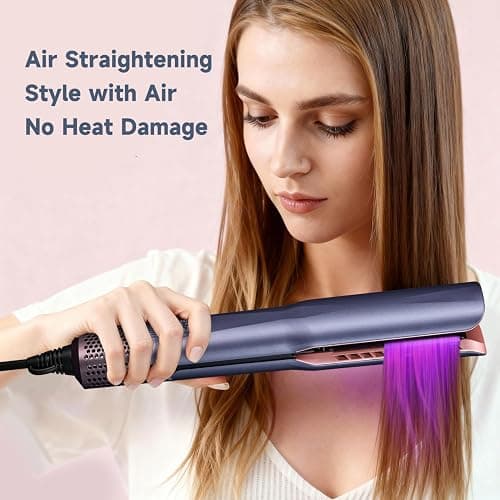 Hair Straightener – 2 in 1 Wet to Dry Air Straightener with High-Speed Ionic Airflow, Straightens Using air, No Heat Damage, Smart Temperature Control for Medium to Long Hair (35-75cm) (Purple) thumbnail 3