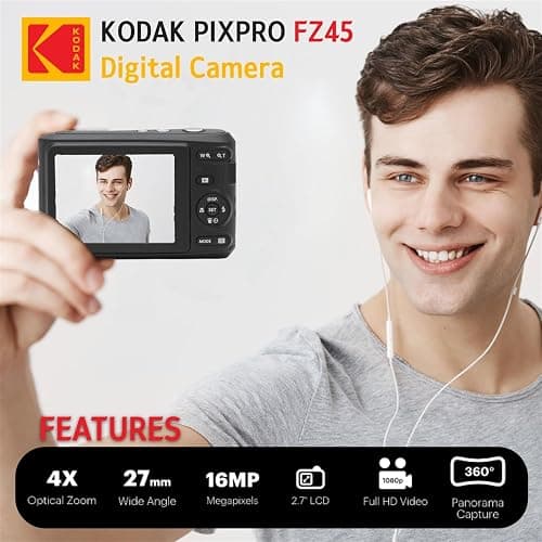 Kodak PIXPRO FZ45 Digital Camera Bundle with Black Point & Shoot Camera Case + Transcend 64GB SD Memory Card + Tri-fold Memory Card Wallet + Hi-Speed SD USB Card Reader + More (Black) thumbnail 4