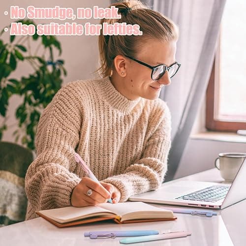 Drawdart Smooth Writing Pens, 12 Pcs No Bleed & Smear, Black Ink Fine Point (0.5mm), Retractable Aesthetic Journaling Pens for Women & Men thumbnail 4