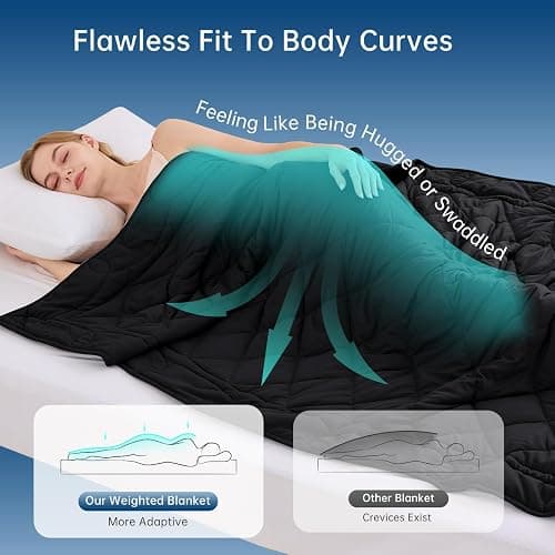 OMYSTYLE Weighted Blanket for Adults (30lbs, 88''x104'') - King Size Heavy Throw Blanket, Breathable and Cooling Microfiber Material with Premium Glass Bead for All Season Use, Machine Washable, Black thumbnail 2