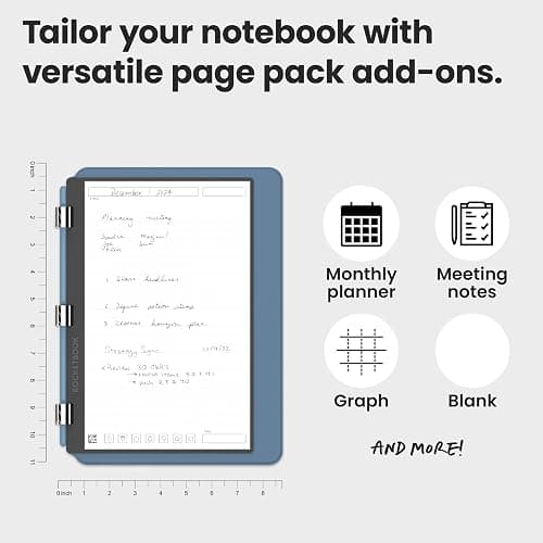 Rocketbook Pro 2.0 Reusable Professional Smart Notebook, Letter Size 8.5x11, Steel Blue - Lined & Dot Grid Pages, App-Connected, Erasable, Premium Cover, Ideal for Work Notes and Business Meetings thumbnail 8