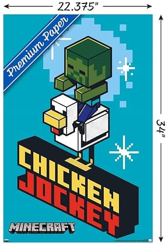 Trends International Minecraft - Chicken Jockey Wall Poster, 34L x 22.4W, Premium Unframed Version thumbnail 3