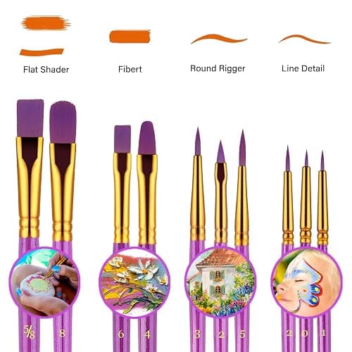 Paint Brushes Set, 30 Pcs Paint Brushes for Acrylic Painting, Watercolor Acrylic Oil Paint Brush, Artist Paintbrushes for Body Face Rock Canvas, Adult Drawing Arts Crafts Supplies, Purple thumbnail 3