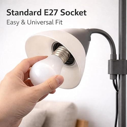 BURAKH Adjustable High Brightness Floor Lamp with 2 Reading Lights for Living Rooms, Bedrooms – Replace Halogen Standing Lamps with Efficient LED Office Lighting - Tall Pole (Grey) thumbnail 4