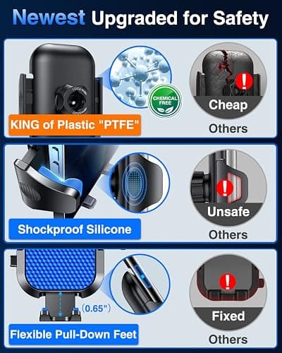 VANMASS Universal Car Phone Holder 2025【Strongest Suction & Military-Grade】Phone Holders for Your Car Windshield Dashboard Vent with【Patent & Safety Certs】Cell Phone Mount for iPhone Samsung Android thumbnail 4