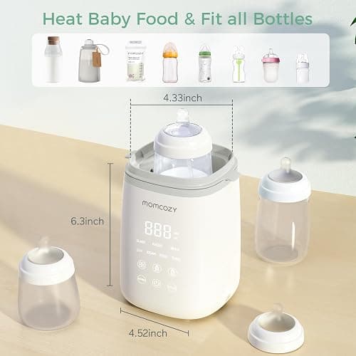 Momcozy Bottle Warmer, Fast Bottle Warmers for All Bottles with Timer, Accurate Temperature Control and Automatic Shut-Off, No Lid Required for Heating, White-Gray thumbnail 3