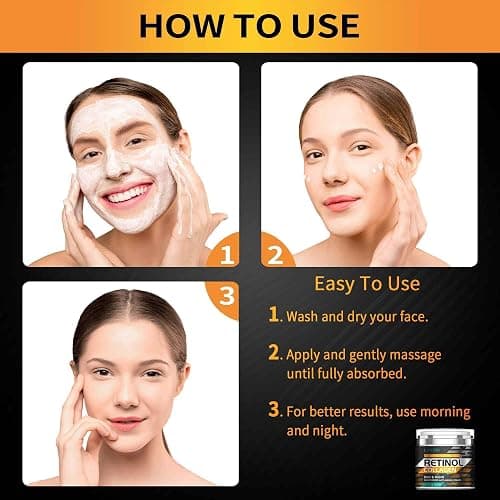 Retinol Cream for Face with Hyaluronic Acid, Moisturizer Anti Aging Collagen Cream for Women and Men, Reduce Wrinkles, Fine Lines, Day and Night,1.7 Fl Oz thumbnail 6