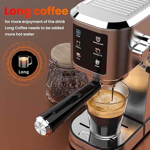 Espresso Machine 20 Bar,Touchscreen Espresso Maker with Steam Milk Frother, Stainless Steel Expresso Coffee Machine for Home with Removable Water Tank for Cappuccino Latte,Cold Brew,Long Coffee thumbnail 6