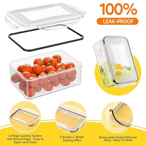52 PCS Food Storage Containers with Lids Airtight (26 Lids & 26 Containers)- Reusable Plastic Leakproof Meal-Prep Container for Kitchen Storage Organization Microwave/Dishwasher Safe with Labels & Pen thumbnail 3