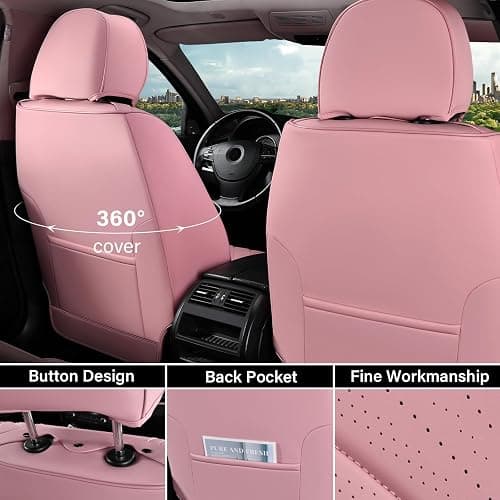 Coverado Car Seat Covers Full Set, Automotive Front and Rear Seat Covers with Backrest, Nappa Leather Car Seat Protectors Waterproof, Universal for Most Vehicles thumbnail 4
