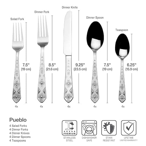 Towle Everyday Pueblo 20-Piece Stainless Steel Flatware Set, Service for 4 thumbnail 3