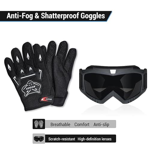 ROOZO Youth Dirt Bike Helmet DOT Certified - Full Face Motorcycle Helmet for Off-Road, ATV, Street Riding, Includes Adjustable Goggles & Protective Gloves thumbnail 8