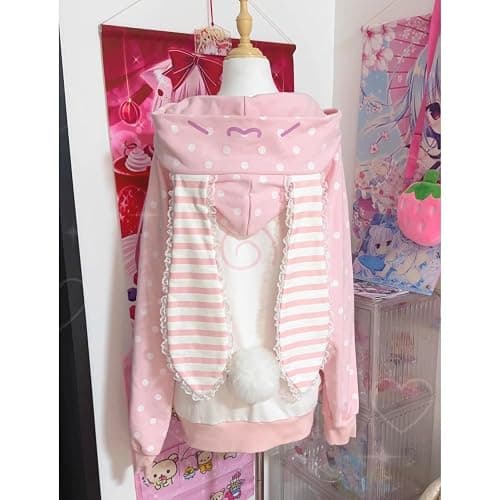 Pokn Y2k Zip Up Hoodie Women Bunny Ear Long Sleeve Hoodies Harajuku Cutecore Jojifuku Kawaii Sweatshirt Shoujo Clothes thumbnail 3