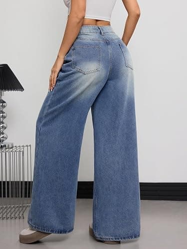 OYICAI Womens Baggy Jeans Wide Leg Denim Pants Y2k 90s Vintage Hip Hop Loose Long Trousers Streetwear thumbnail 4