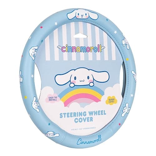 Sanrio Hello Kitty and Friends Cinnamoroll Blue Car Steering Wheel Cover, Universal Fit Cute Accessories for Women Stylish Decor Gifts Hello Kitty Car Accessories - Fits Standard Wheels 14.5"-15" - Image 1