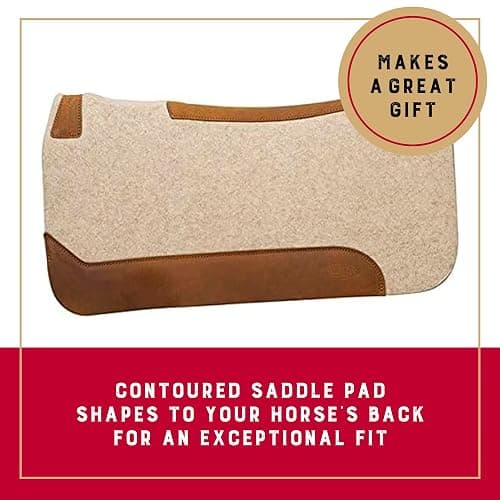Weaver Equine 30" x 30" Contoured Wool Blend Felt Horse Saddle Pad, Shock Absorbing Western Saddle Pad for Protection, Durable Equine Supplies, Tan thumbnail 4