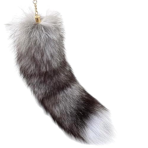 FEXATA Fox Tail Keychain silver blue fox tail - Image 1