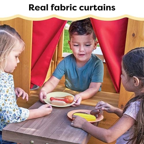KidKraft Modern Outdoor Wooden Playhouse with Picnic Table, Mailbox and Outdoor Grill ,Gift for Ages 3+ thumbnail 12
