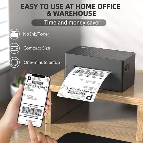 PEDOOLO Label Printer, 4x6 Shipping Label Thermal Printer for Packages, Bluetooth Conection and Compatible with Android. iPhone.Windows, Mac, Chromebook, Amazon, Ebay, UPS.USPS, FedEx, Shopify thumbnail 3