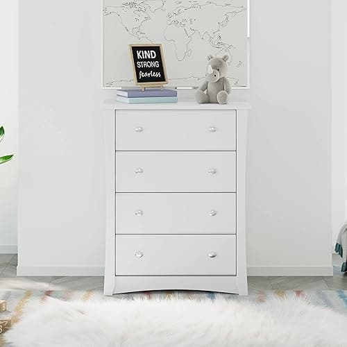 Storkcraft Crescent 4 Drawer Chest (White) – GREENGUARD Gold Certified, Dresser For Nursery, 4 Drawer Dresser, Kids Dresser, Nursery Dresser Drawer Organizer, Chest of Drawers thumbnail 3