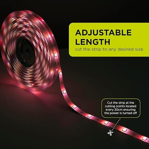 Integral 5m RGB LED Strip Light, Colour Changing, Dimmable, Music Sync - Tuya WiFi Smart App & Remote Control, Plug & Play with UK Plug - for Bedroom, Living Room, Office, Kitchen and More thumbnail 6