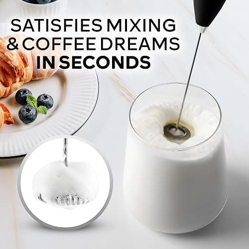 Zulay Kitchen Powerful Milk Frother Wand With Duracell Batteries - Ultra Fast Handheld Drink Mixer - Electric Whisk Foam Maker for Coffee, Lattes, Cappuccino & Matcha - Z1 Motor - Black thumbnail 3