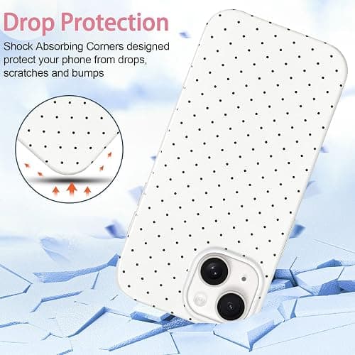 Hython for iPhone 14 Case & iPhone 13 Case Cute Polka Dot Aesthetic Design Simple Cover 6.1", Thin Slim Anti-Scratch Soft TPU Bumper Shockproof Rubber Protective Phone Cover Women Girls Girly, White thumbnail 4