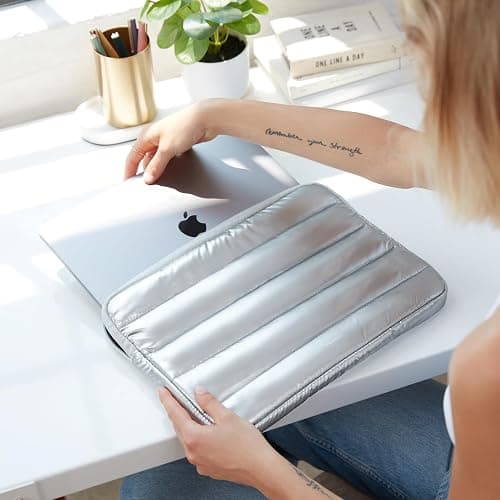 VANDEL - The Original Puffy Laptop Sleeve 13-14 Inch. White Laptop Sleeve for Women. Carrying Case Cover MacBook Pro 14 in, MacBook Air 13 Inch, iPad Pro 12.9, Dell, Asus, HP thumbnail 4